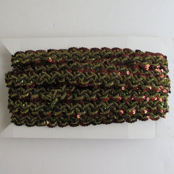 Sequin Stretch Trim for Sewing, Crafts, Dance Costumes 7 Yards+ Brown Gold - Picture 1 of 5